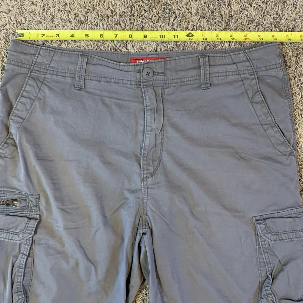 Union Bay Cargo Shorts Mens 36 Waist Gray Pockets Utility Cotton Faded 90s Y2K